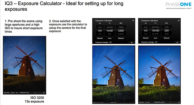 Phase One IQ3 back Exposure Calculator