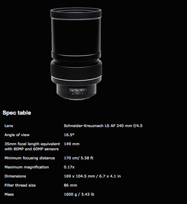 Phase One Schneider 240mm f4.5 LS lens
